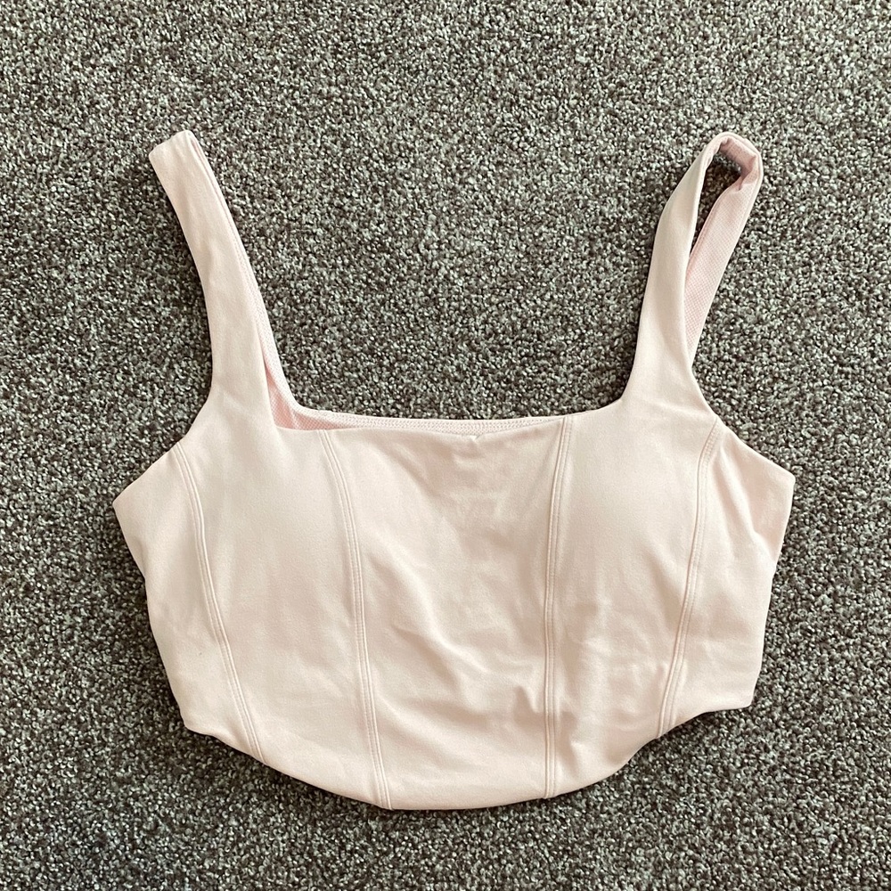 All In Motion Ballet Pink Corset Crop Top Sports Bra